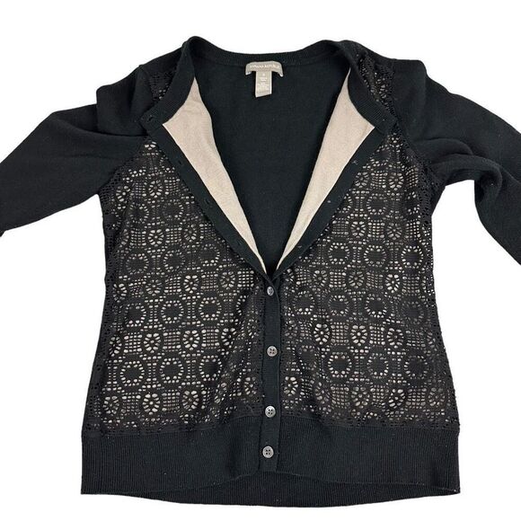 Banana Republic Black Lace Front Button Down Cardigan Size Small - Picture 5 of 8